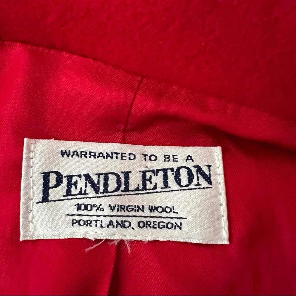 VTG Pendleton Poncho Womens 100% Virgin Wool Made USA Cape Pockets Red Size S/M - Picture 15 of 15